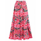 Pink Floral Paradise Print One Piece Swimsuit and Skirt