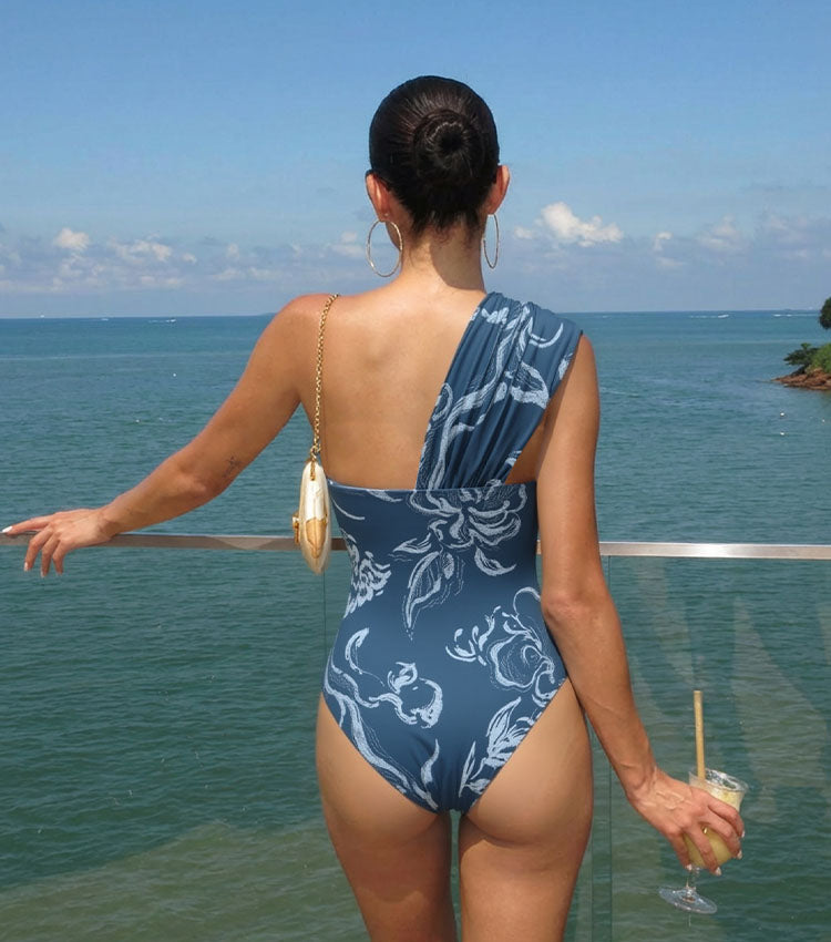 One Shoulder Printed Swimsuit Set(s)