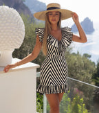 Ruffle Striped Print Swimsuit Set(s)