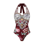 Neckband Peony Print Swimsuit Set(s)