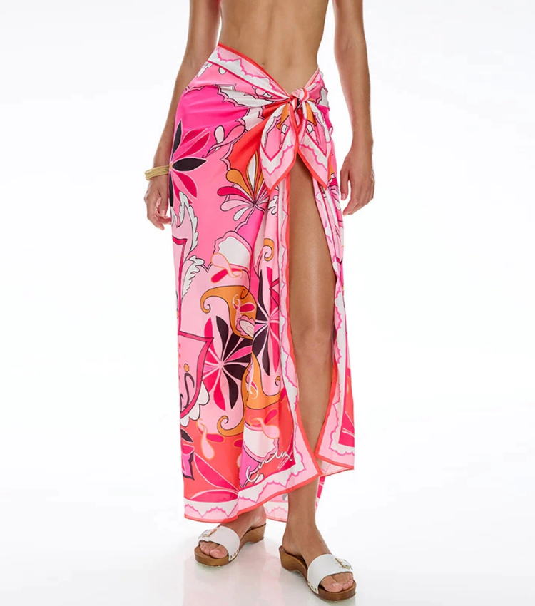 Printed Pink Swimsuit, Sarong and 3 piece