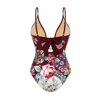 Hollow out Peony Print Swimsuit Set(s)