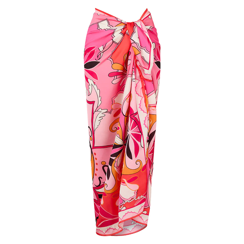 Printed Pink Swimsuit, Sarong and 3 piece