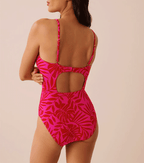 Adjustable shoulder straps Red Print Cut Out Swimsuit Set(s)