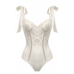White Color Laser Cutting Flower Swimsuit Set(s)