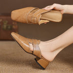 Rosel Square-Toe Leather Slip-Ons