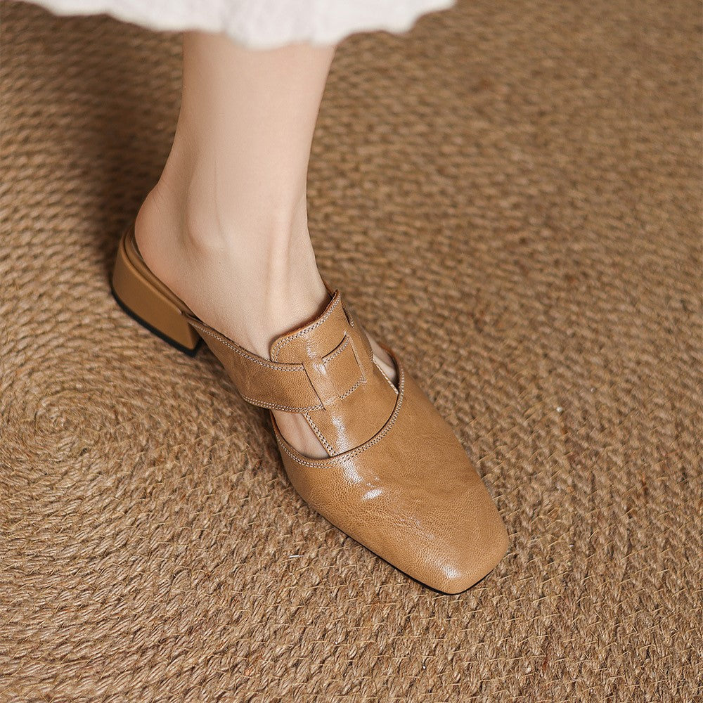 Rosel Square-Toe Leather Slip-Ons