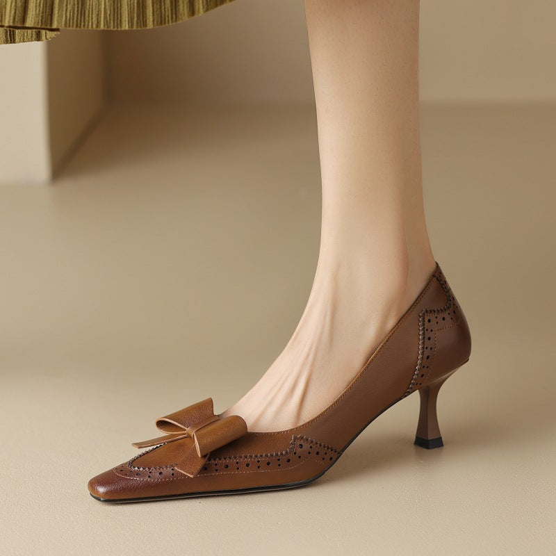 Célora Leather Ribbon Heels