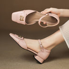 Elvane Leather Mary Jane Shoes with Buckle
