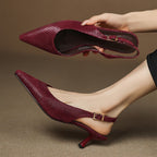 Céliane Chic Pointed Leather Slingback Pumps