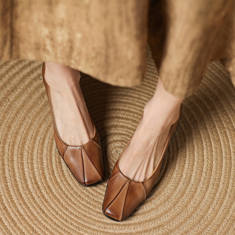 Marisol Leather Square-Toe Heels