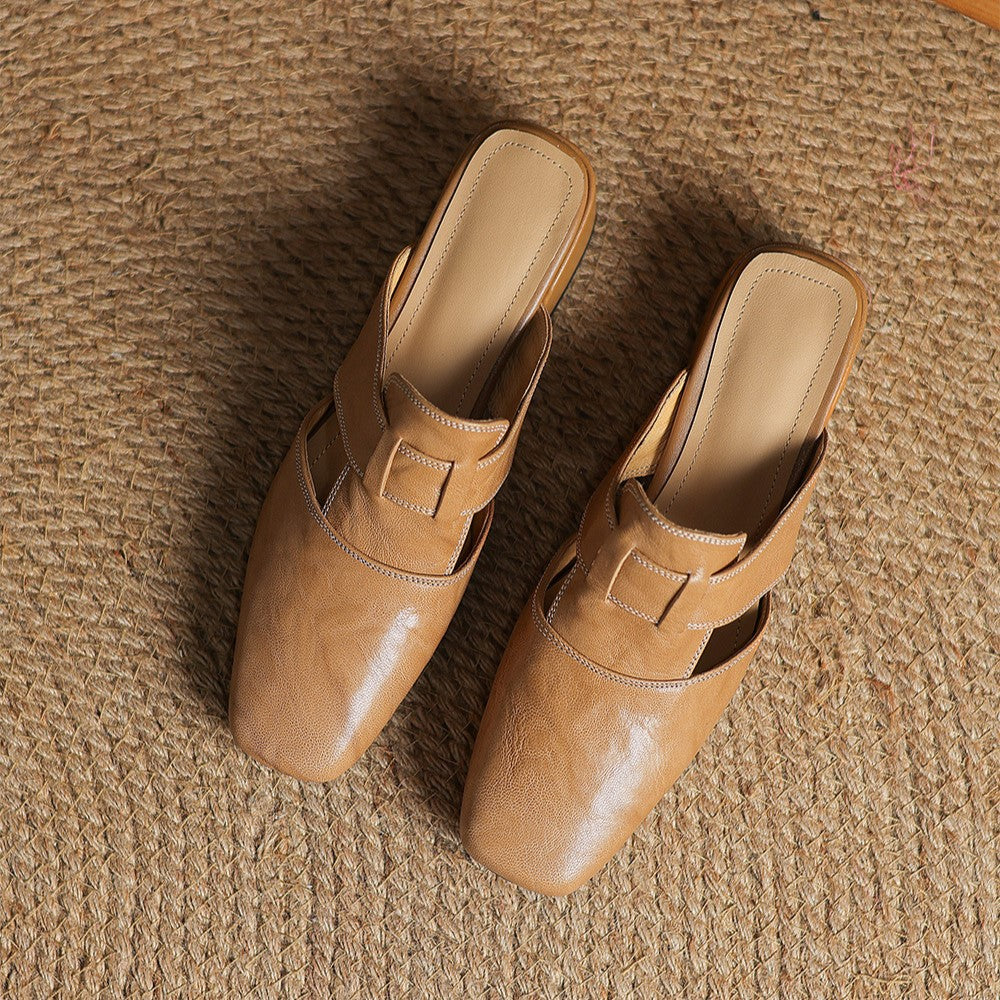 Rosel Square-Toe Leather Slip-Ons