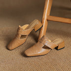 Rosel Square-Toe Leather Slip-Ons