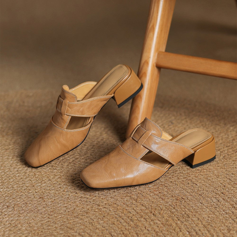 Rosel Square-Toe Leather Slip-Ons