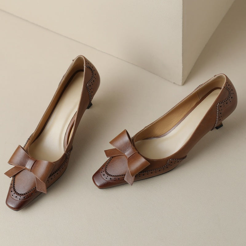Célora Leather Ribbon Heels