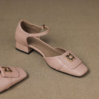 Elvane Leather Mary Jane Shoes with Buckle