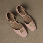 Elvane Leather Mary Jane Shoes with Buckle