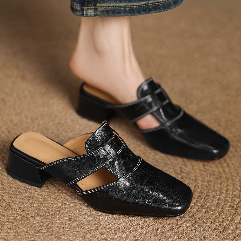 Rosel Square-Toe Leather Slip-Ons