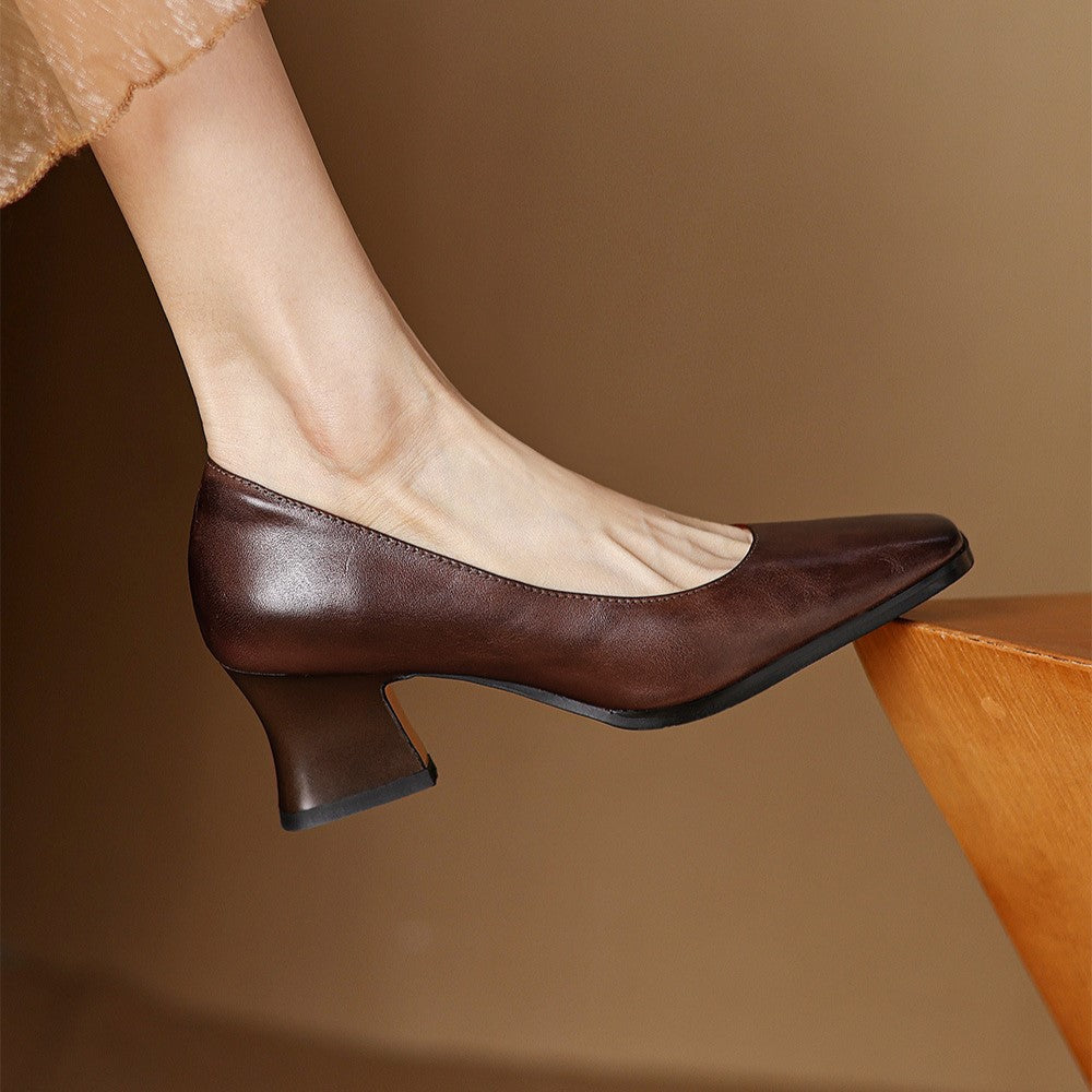Oriel Square Leather Pumps