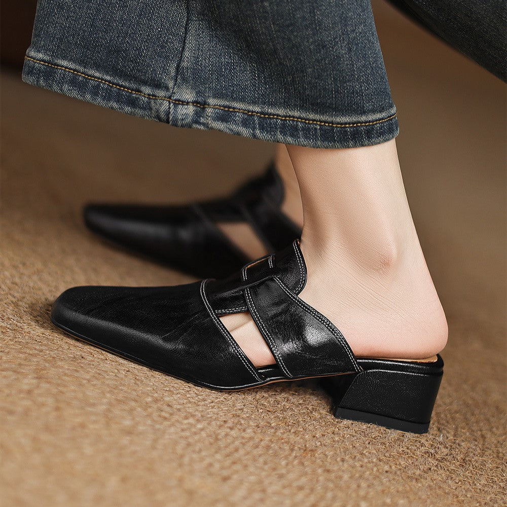 Rosel Square-Toe Leather Slip-Ons