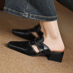 Rosel Square-Toe Leather Slip-Ons