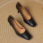 Marisol Leather Square-Toe Heels