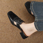 Rosel Square-Toe Leather Slip-Ons