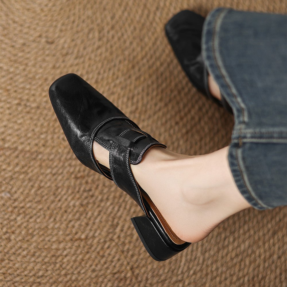 Rosel Square-Toe Leather Slip-Ons