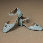 Elvane Leather Mary Jane Shoes with Buckle