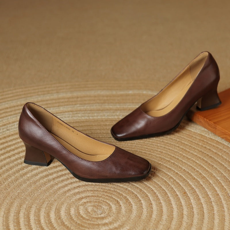 Oriel Square Leather Pumps