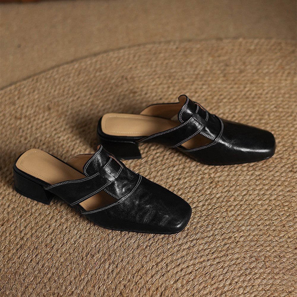 Rosel Square-Toe Leather Slip-Ons