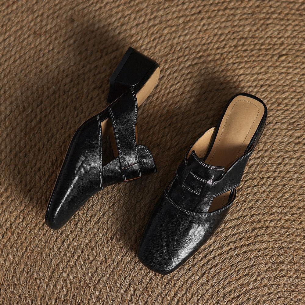 Rosel Square-Toe Leather Slip-Ons
