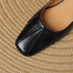 Marisol Leather Square-Toe Heels