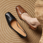 Marisol Leather Square-Toe Heels