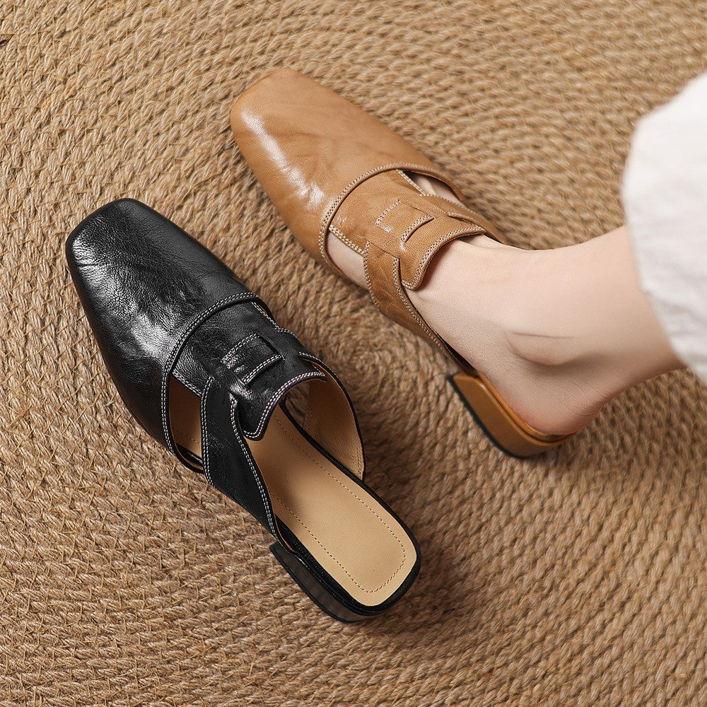 Rosel Square-Toe Leather Slip-Ons