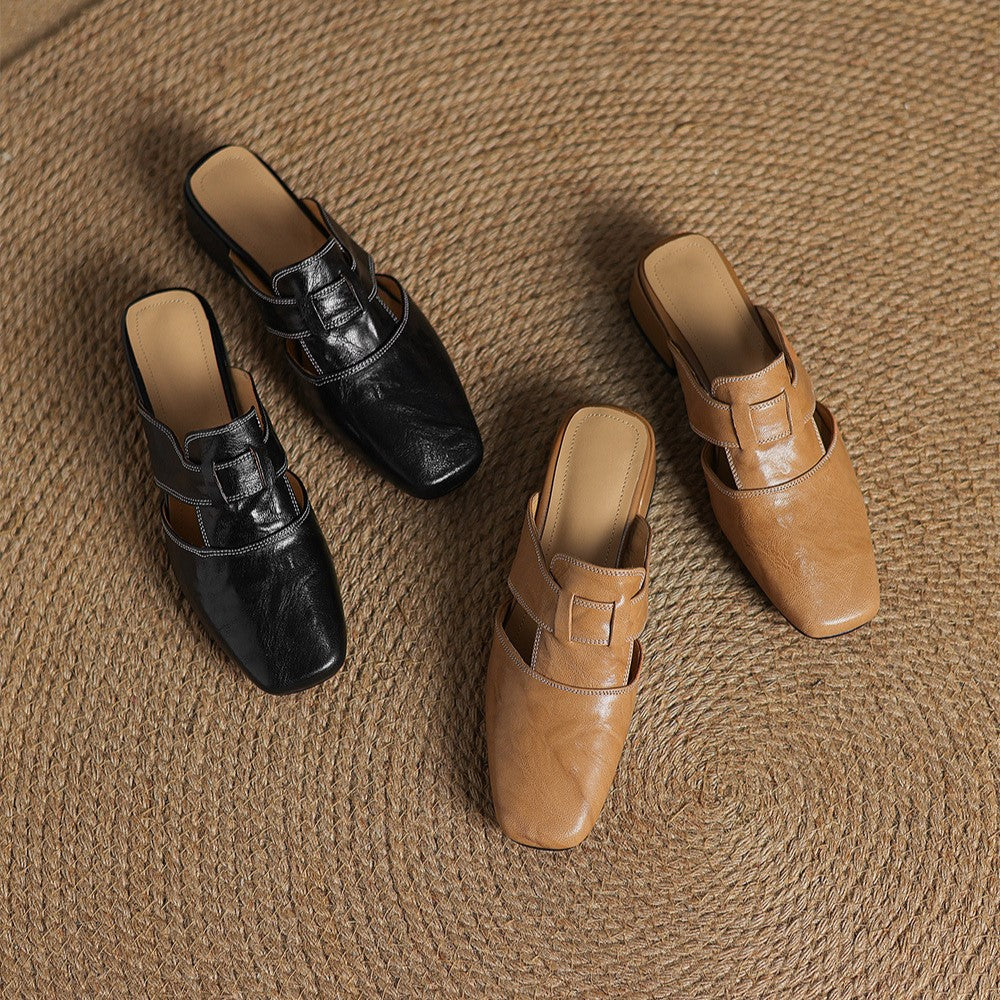 Rosel Square-Toe Leather Slip-Ons