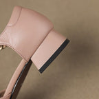 Elvane Leather Mary Jane Shoes with Buckle