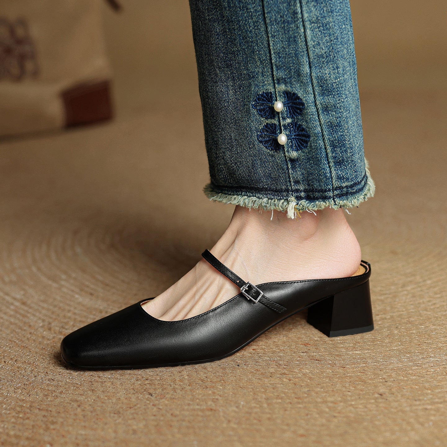 Meyra Genuine Leather Slip-On Mules
