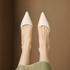 Ceyra Leather Kitten Heel Shoes