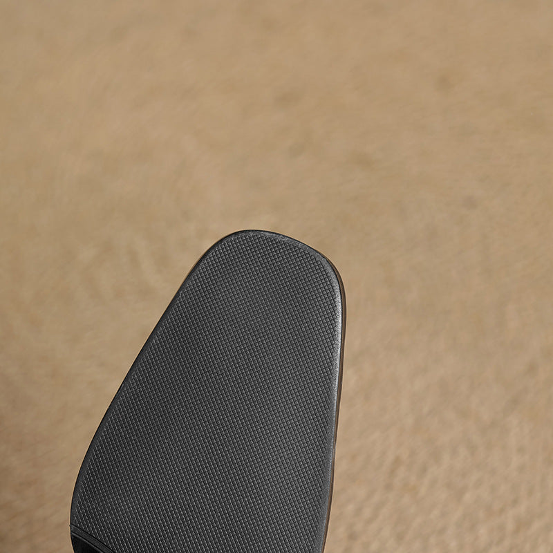 Elviera Square-Toe Leather Heels
