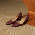 Ceyra Leather Kitten Heel Shoes
