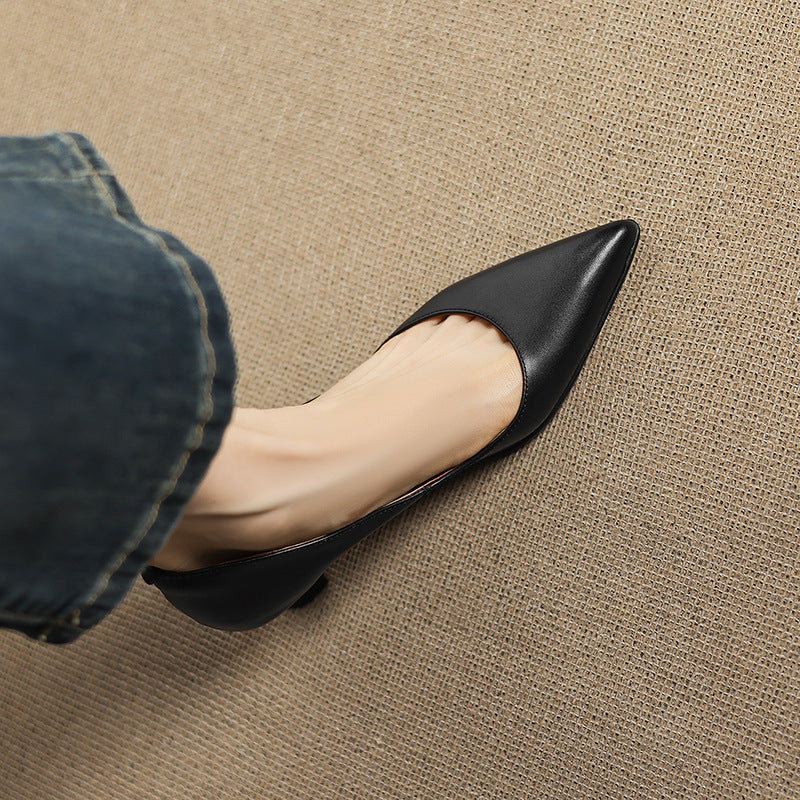 Calenne Leather Kitten Heels" can be rephrased as "Calenne Elegant Leather Kitten Heels.