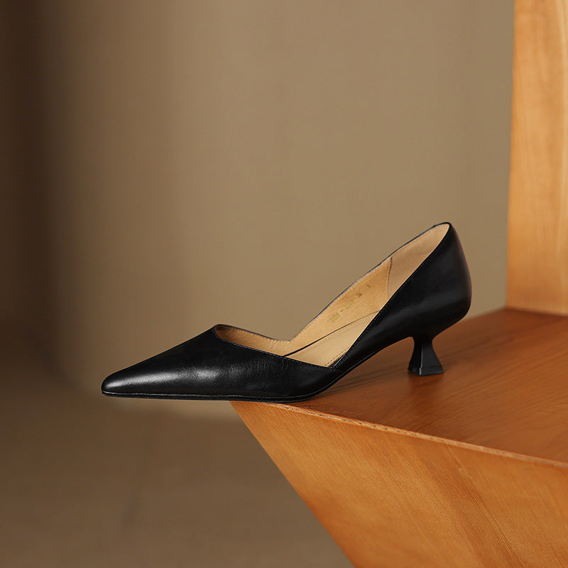Ceyra Leather Kitten Heel Shoes