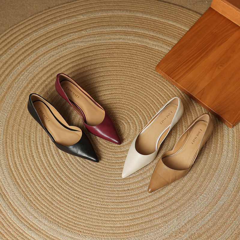 Ceyra Leather Kitten Heel Shoes