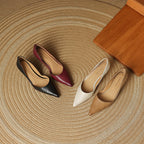 Ceyra Leather Kitten Heel Shoes