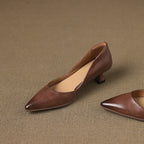 Calenne Leather Kitten Heels" can be rephrased as "Calenne Elegant Leather Kitten Heels.