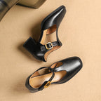 Marcele T-Strap Leather Heels