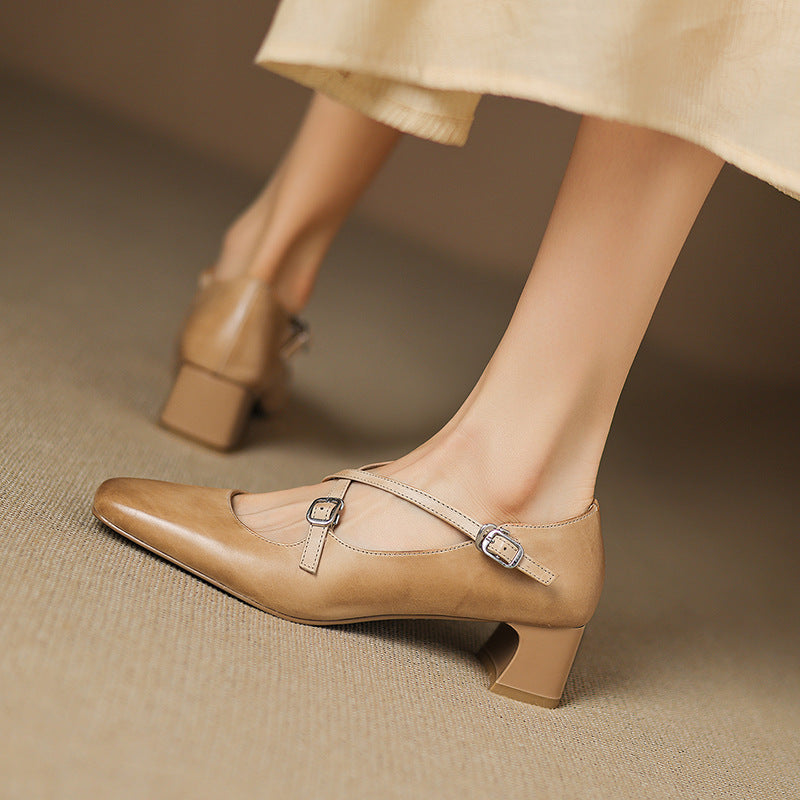 Marvane Leather Kitten Heel Shoes