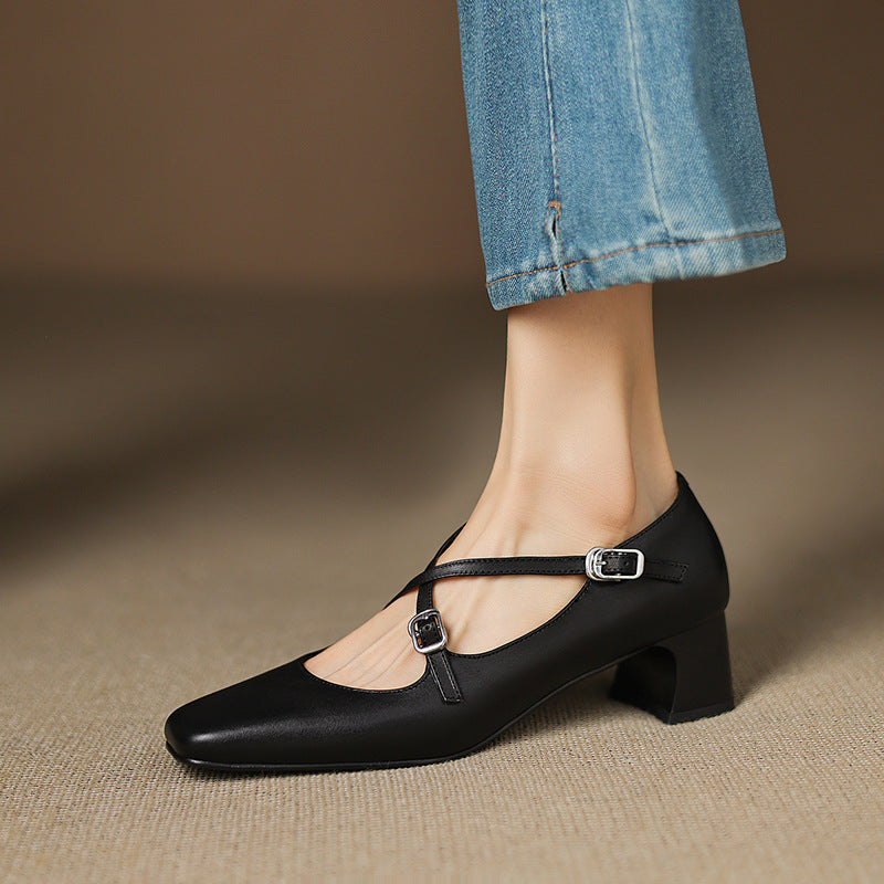 Marvane Leather Kitten Heel Shoes