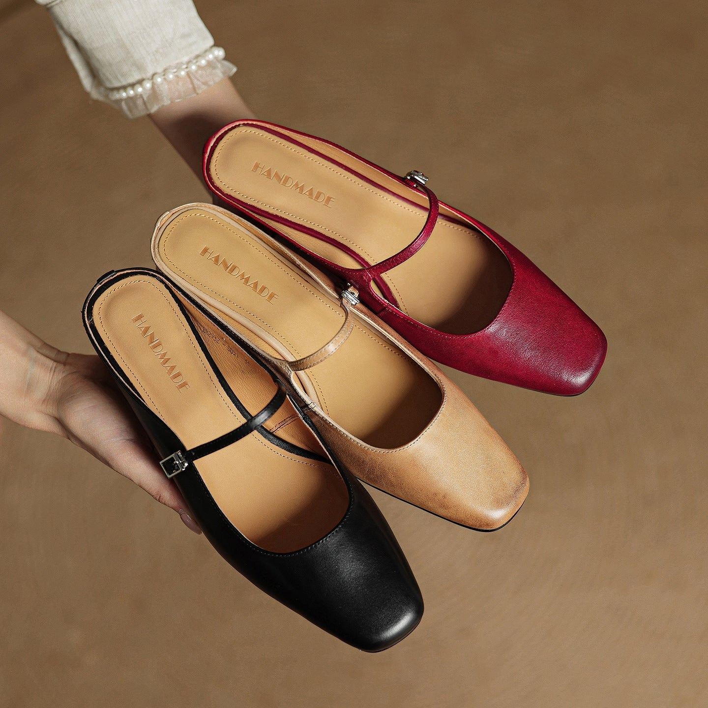 Meyra Genuine Leather Slip-On Mules